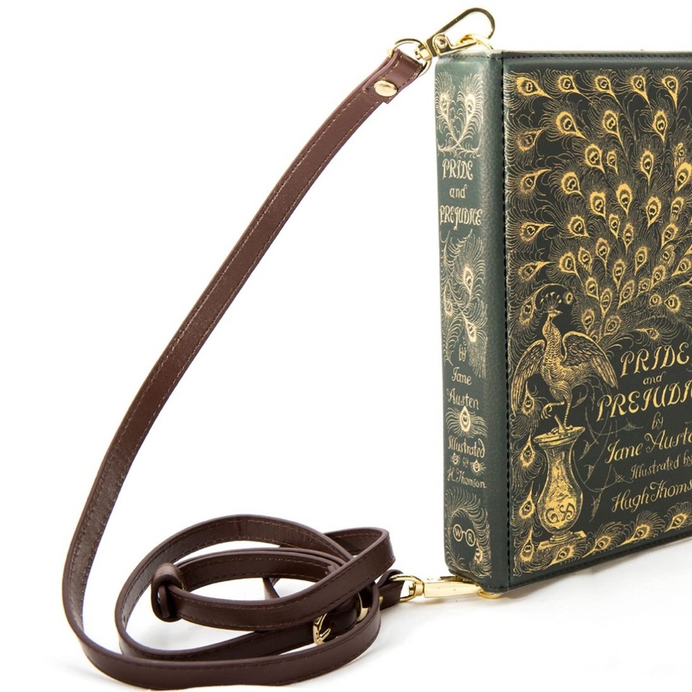 Green and Gold Book Clutch with Strap - Picture 2 of 8